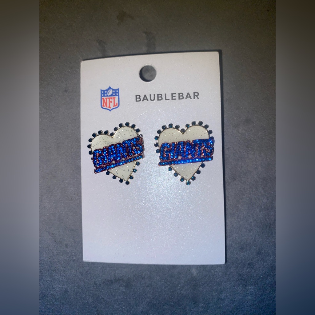 Baublebar White Heart Stud Earrings With Blue & Red Glitter 'Giants'